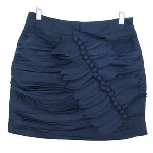 NWT Twelve by Twelve Pleated Ruched Mini Skirt Textured Button Floral Applique S